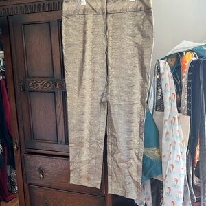 Sparkling gold, pull on metallic, snake print, cigarette pants, with pockets.